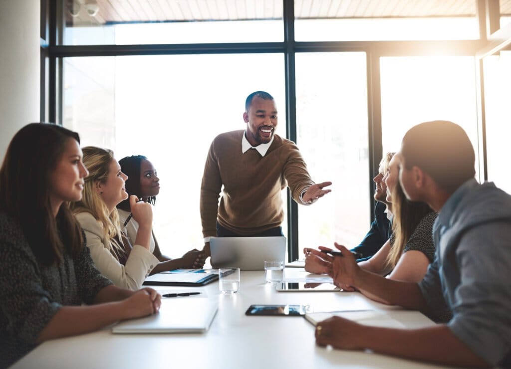 Young Man mentally active in leading his meeting - Is L-Theanine his support?