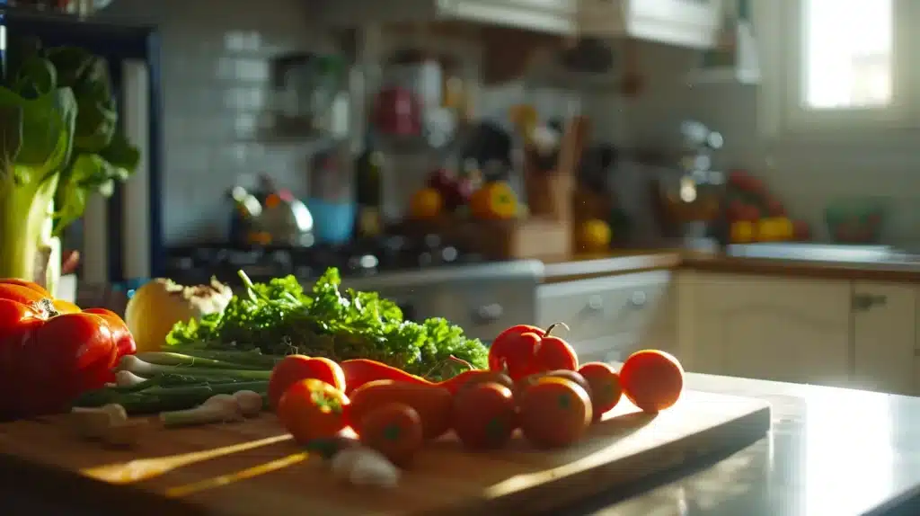 healthy meal or snacks on a kitchen island